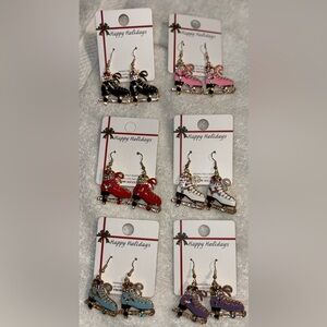 Festive Ice Skate Earrings Bundle of Six